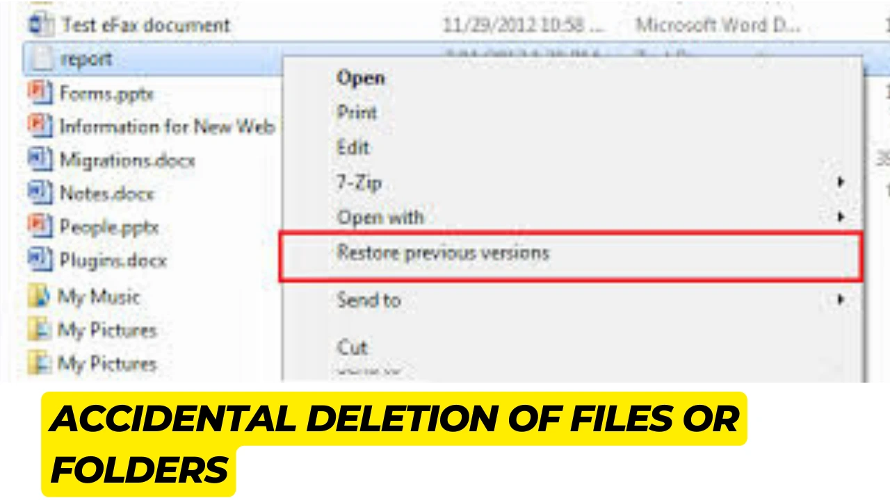 Accidental deletion of files or folders