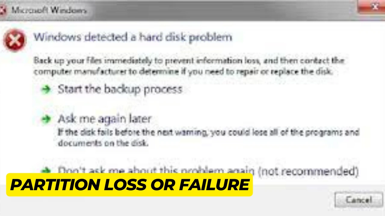 Partition loss or failure
