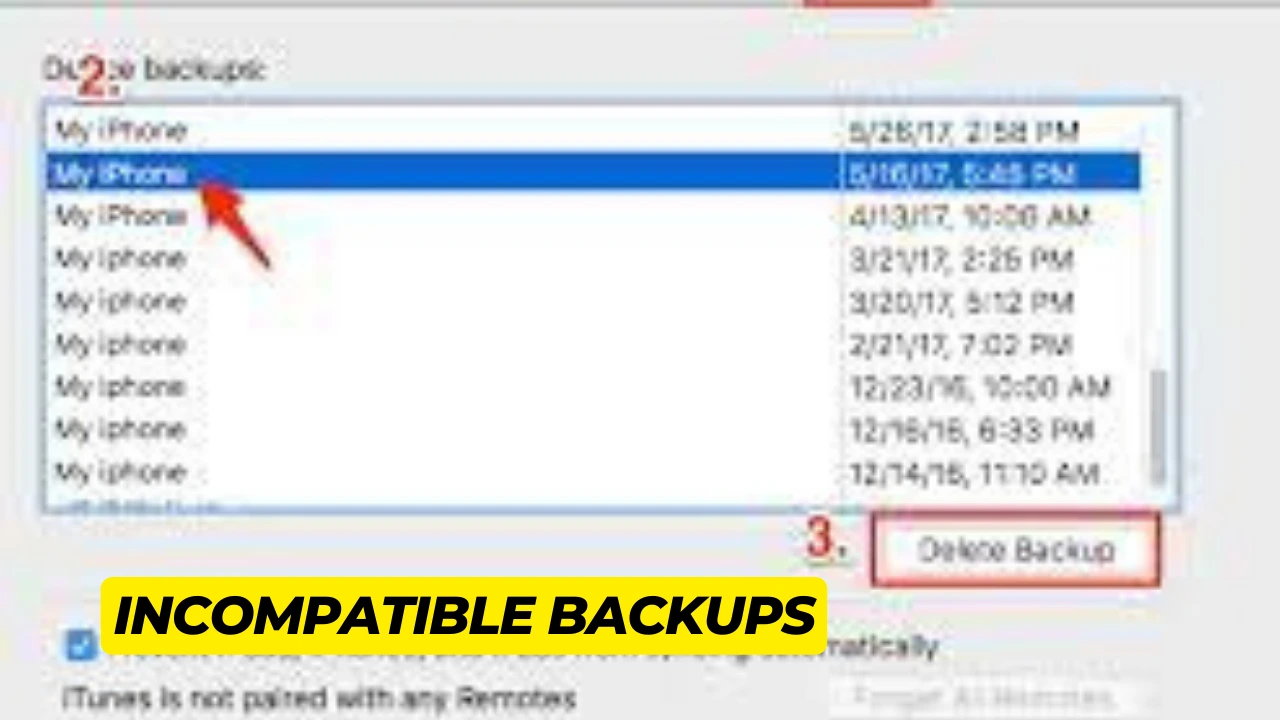 incompatible backups