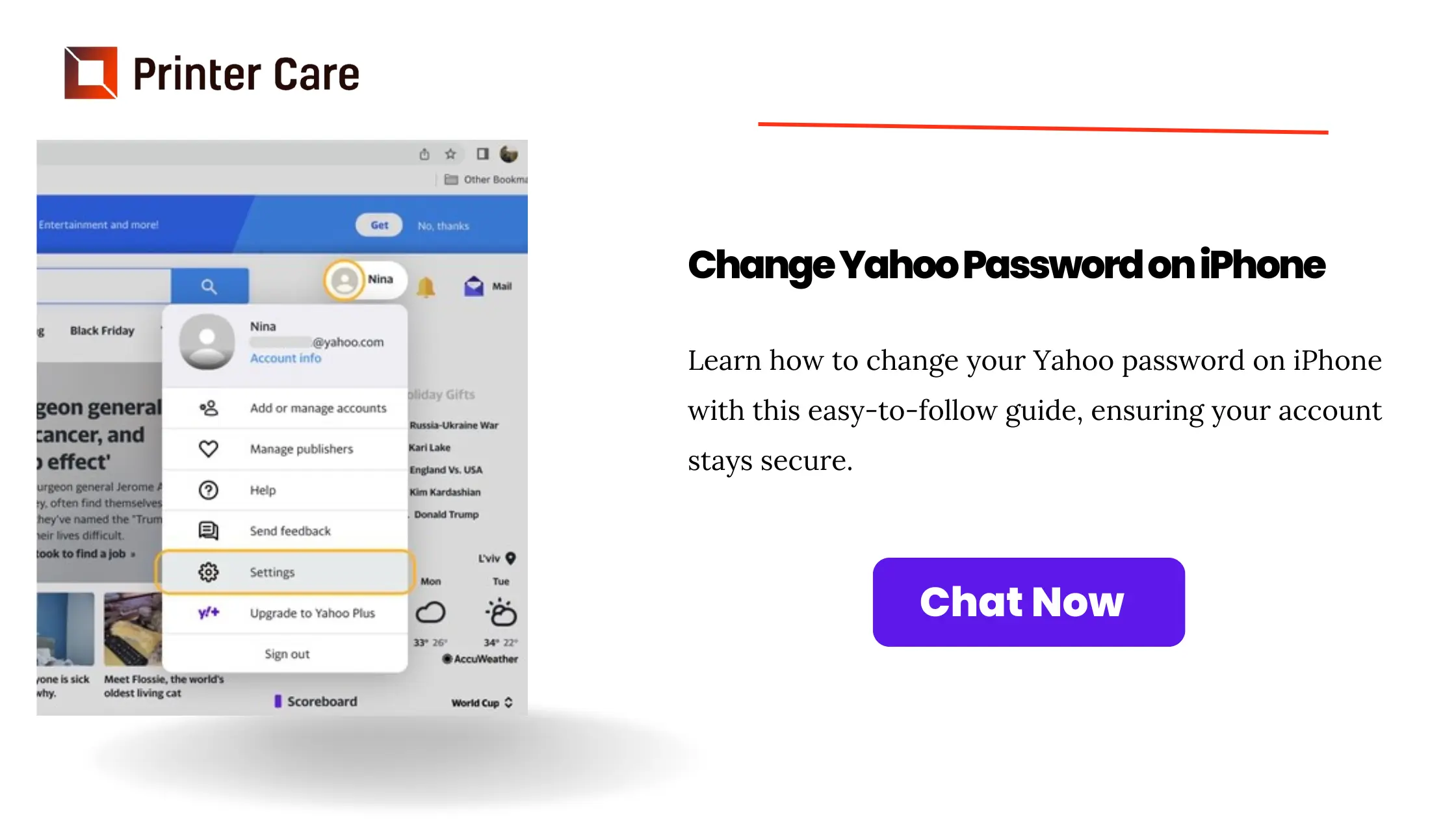 Change Yahoo Password on iPhone